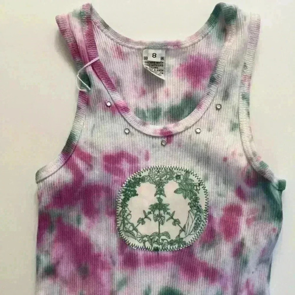 New! Tie dyed Rib Tank Swing Dress. Girls Peace Boho - Picture 5 of 7
